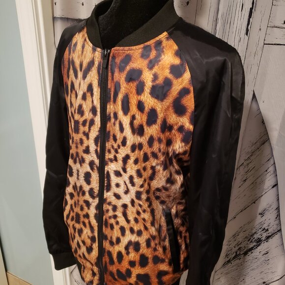 Zara Man Satin Cheetah print Bomber Jacket Size Medium - Picture 2 of 4